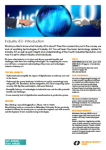 Kursblad Industry 4.0 - Intro