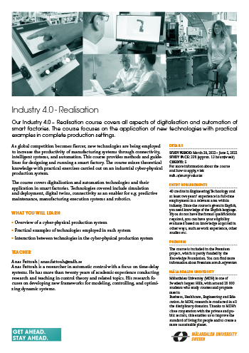 Kursblad Industry 4.0 - Realisation